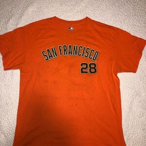 Genuine Merchandise Orange San Francisco Giants Buster Posey #28 player shirt